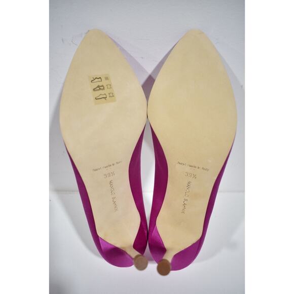 Manolo Blahnik Hangisi 70 Spur Pink Satin Jewel Crystal Buckle Heel Pump 39.5 - Picture 10 of 10